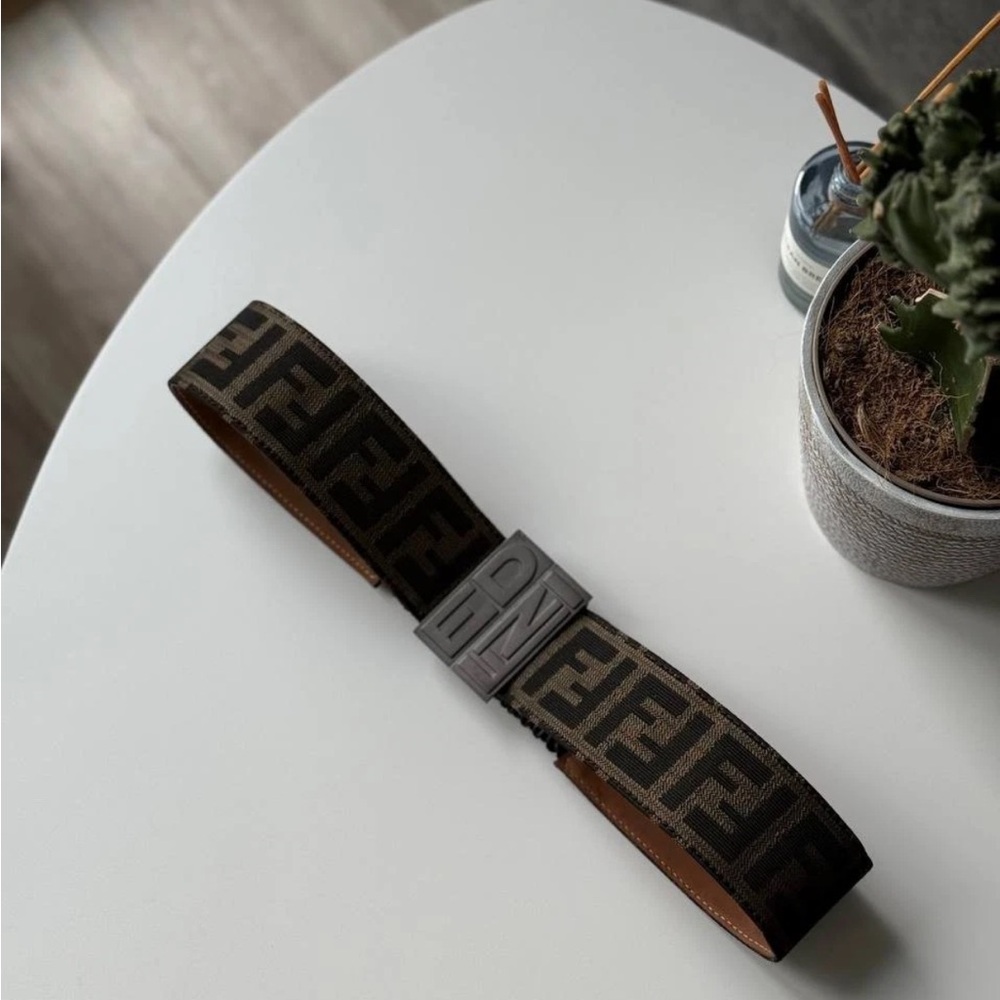 Fendi Black and Brown Belt with Elastic Panel - Picture 2 of 13